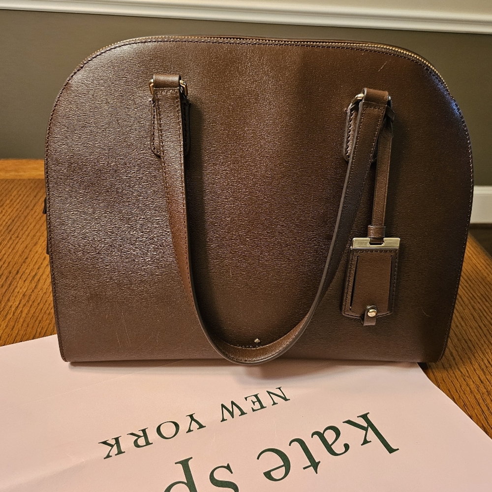 Kate Spade Reily Nichols Street Brown Cocoa Handbag w/Hanging Mirror